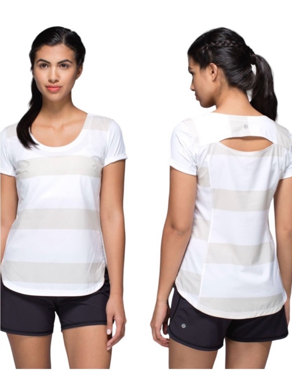 Lululemon Women's lighten up Striped Short Sleeve stroll stripe Athletic Top 4